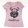 Women's V-Neck #Svendflies Tri-Blend Shirt (Black Logo)
