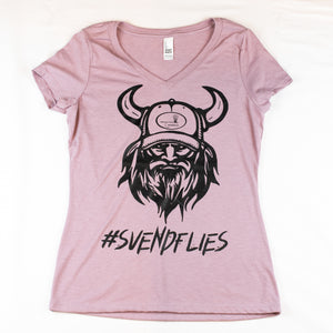 Women's V-Neck #Svendflies Tri-Blend Shirt (Black Logo)