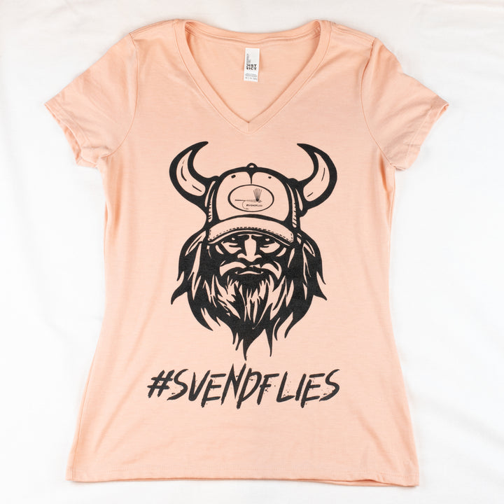 Women's V-Neck #Svendflies Tri-Blend Shirt (Black Logo)